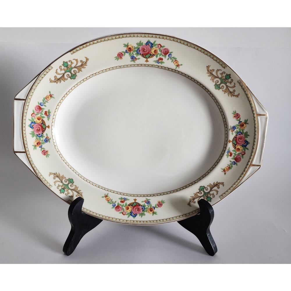 Vintage J&G Meakin Sol Ware Oval Serving Platter – Floral & Gold Trim